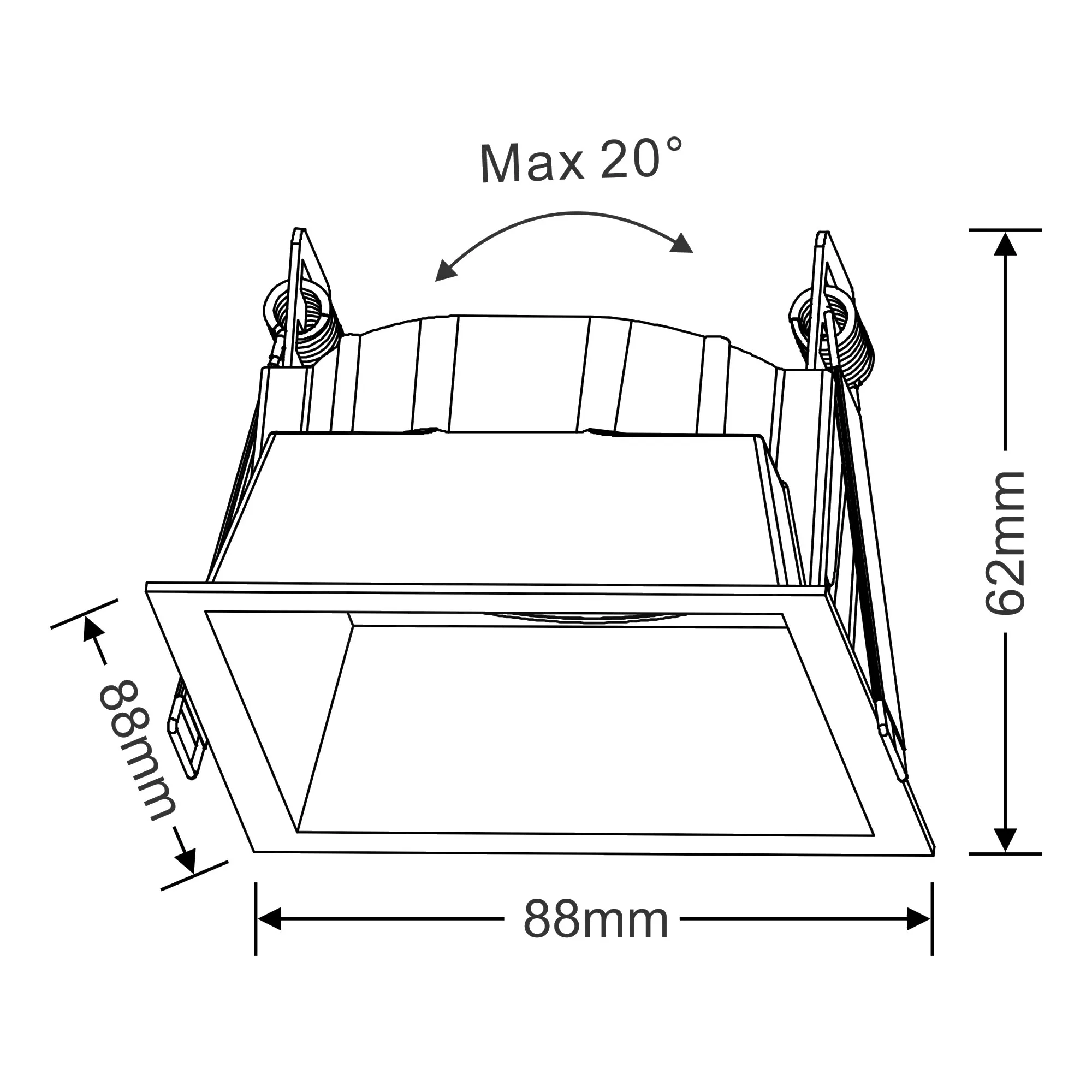 Box 10 Tridonic Powered 10W 2700K 710lm 36° CRI>90 LED Engine White Square Adjustable Recessed Spotlight, IP20 DM201305  Dlux Box 10